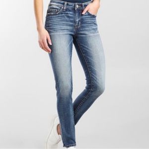 BKE Stella Mid Rise Ankle Skinny Jeans Stretch Womens, Whiskered, Denim 28